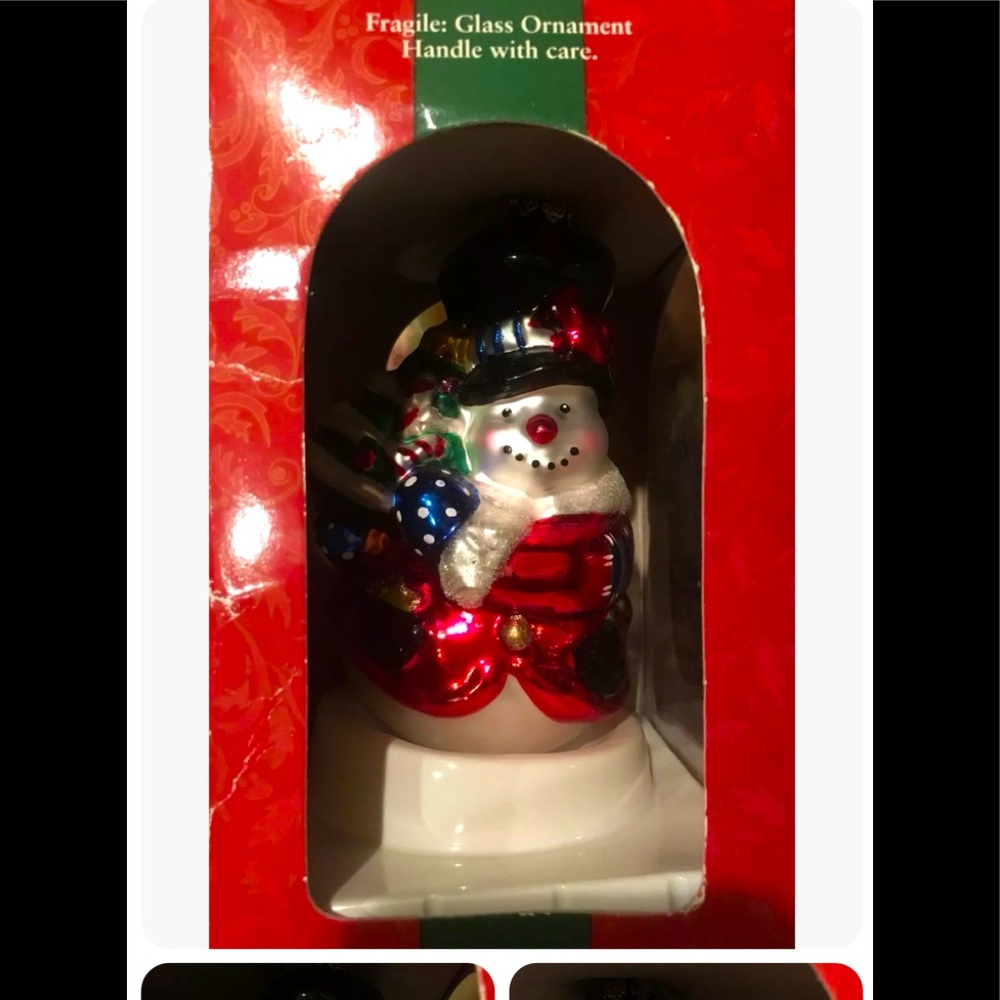 Mercury Glass Snowman ORNAMENT Brass Key Christmas Treasures Hand-Crafted 7" NIB